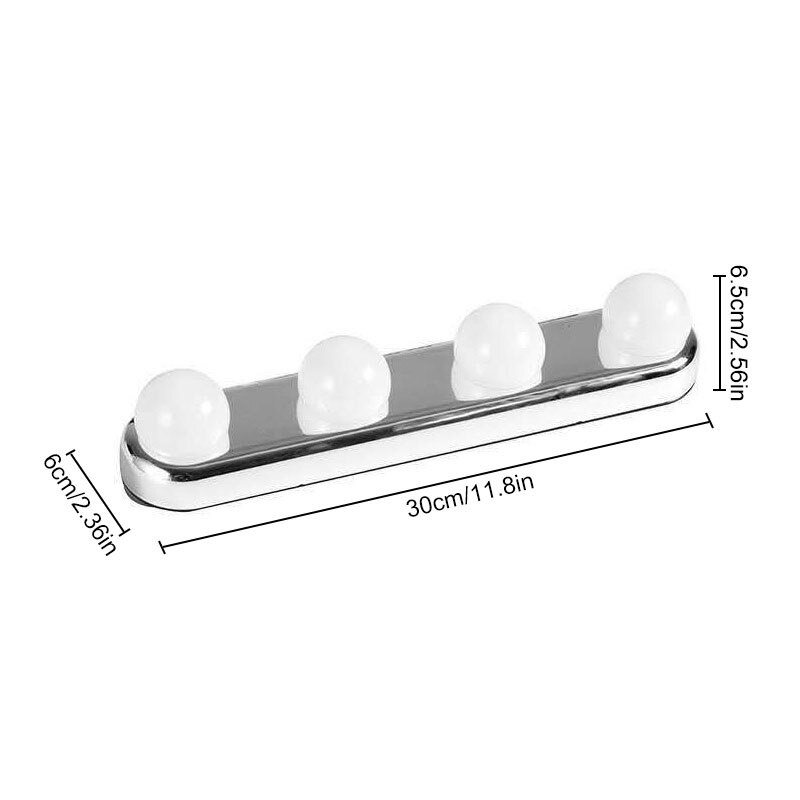Luz LED portátil para espejo de maquillaje, lámpara de tocador con batería montada en la pared, 4 bombillas, 1 ud.