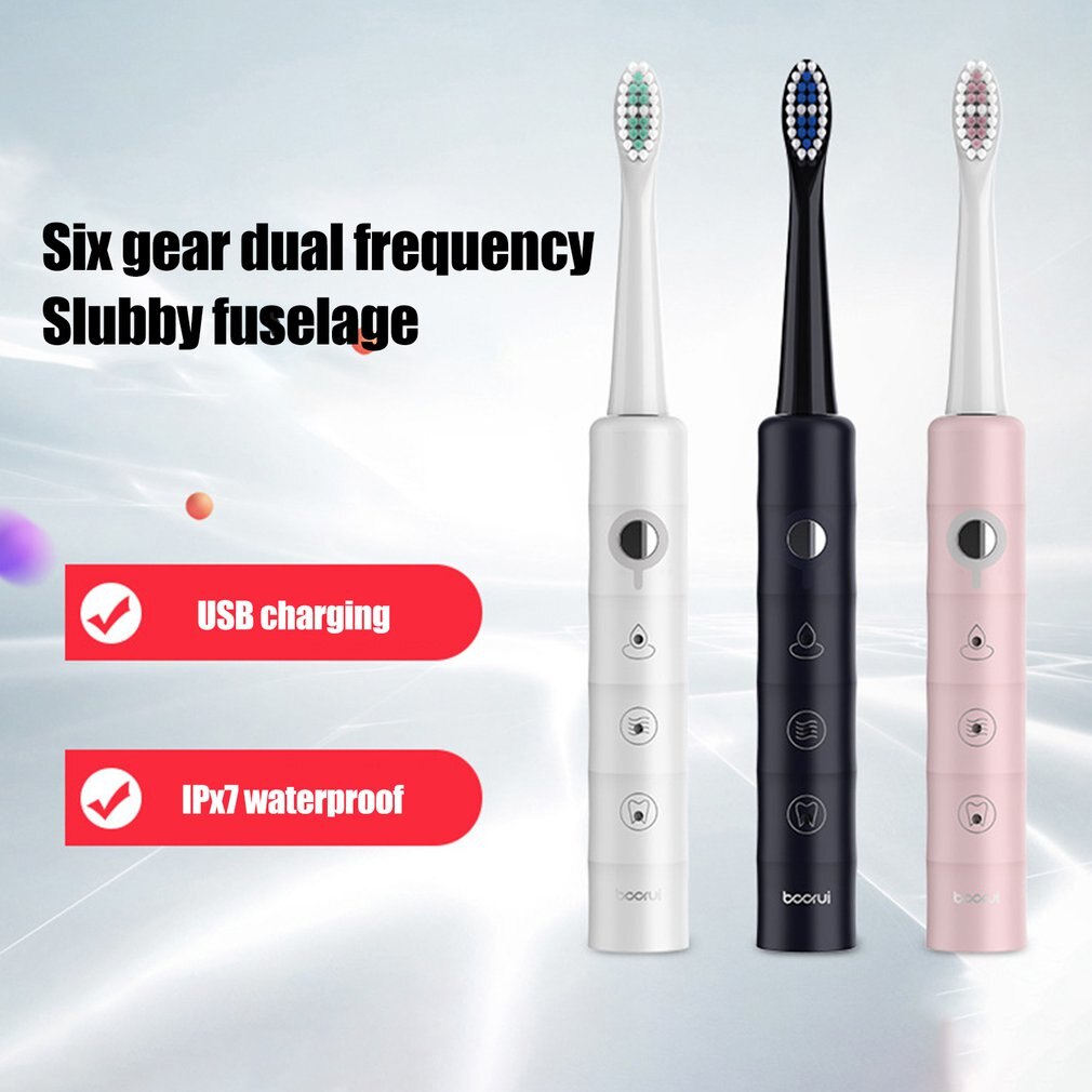 Sonic Toothbrush Electric Adults Toothbrushes Rechargeable 4 Hours Charge Minimum 30 Days Use 6 Optional Modes 4 Brush Heads