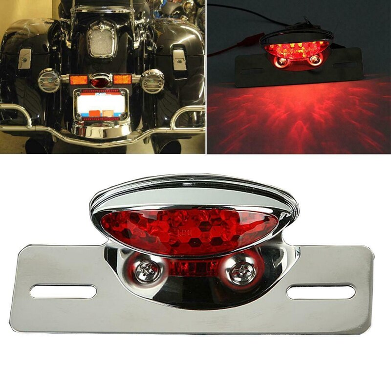 Luz trasera de motocicleta, luz trasera integrada con soporte para matrícula para Bobber, Chopper, Cruiser Street Bike