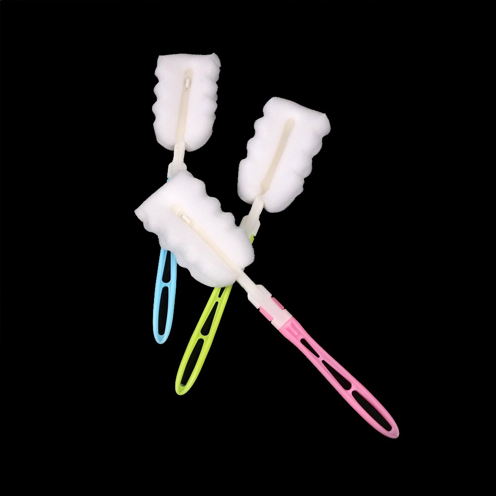 25cm Plastic Handle Baby Bottle Cleaning Tool Cup Cleaner With Strong Decontamination Removable Sponge Cup Brush