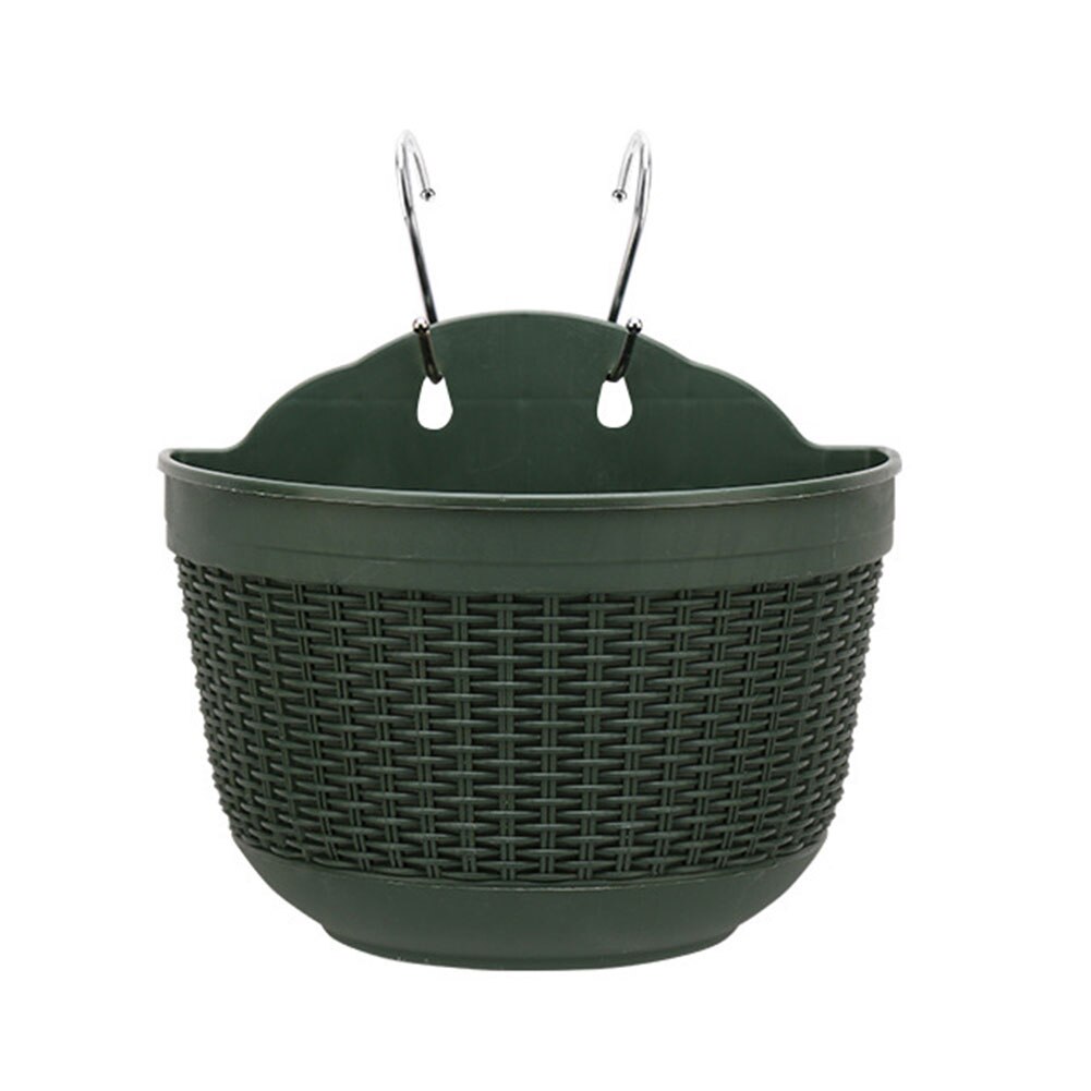Imitation Rattan Wicker Wall Hanging Flower Baskets Plant Hangers Indoor Outdoor Flower Pot Basket Garden Flower Pot Planters: Atrovirens L