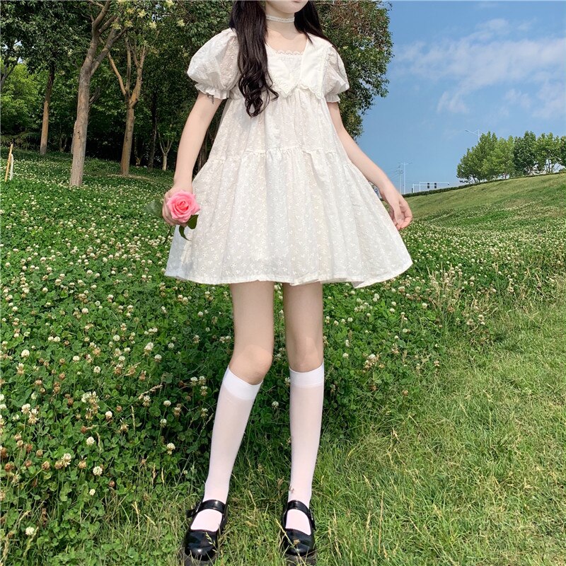 Japansk søt blondere side firkantet krage ryggløs ... – Grandado