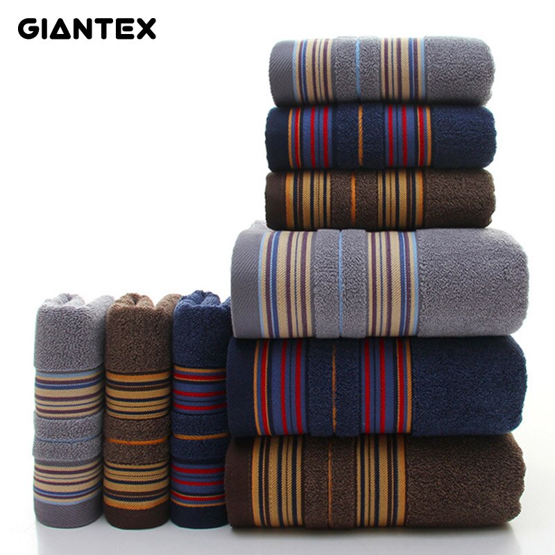 Giantex 3-Stuks Katoenen Handdoek Set Badkamer Super Absorberende Badhanddoek Gezicht Handdoeken Voor Volwassenen Serviette De Bain Toallas recznik