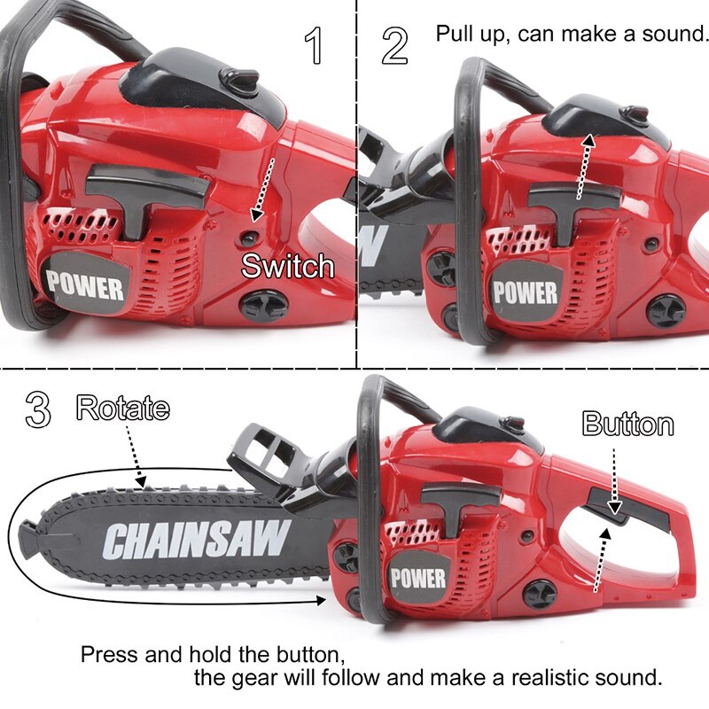 Pretend Play Tool Toys Rotating Chainsaw with Sound Simulation Repair Tool House Play Toys for Boys Children Kids