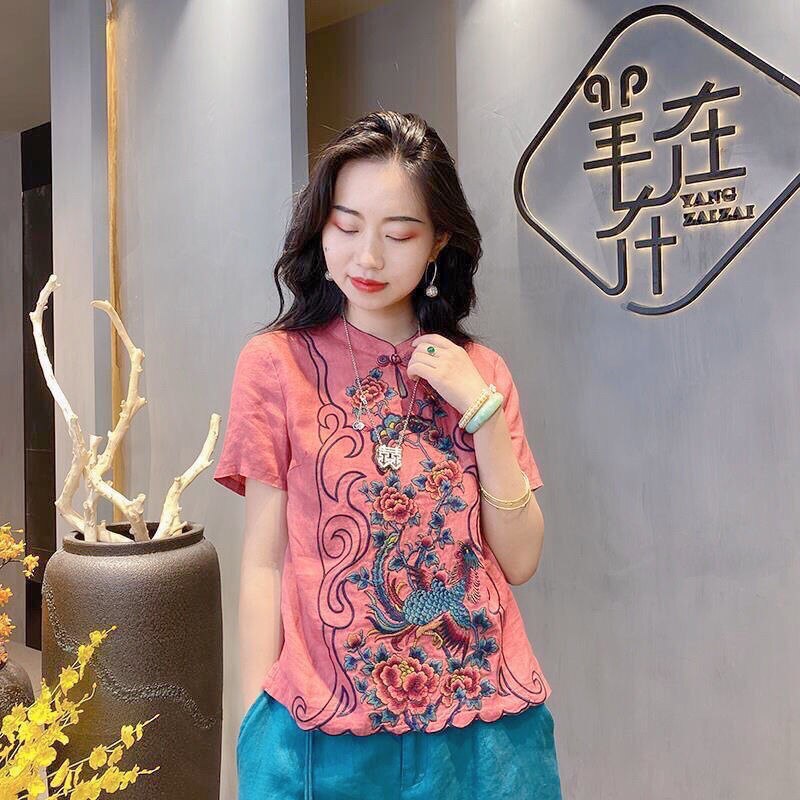 Vrouwen Tops Chinese Stijl Traditionele Dagelijks Hanfu Tang Pak Oude Chinese Kleding Voor Vrouwen Prachtige Geborduurde Kleding: 2 / M 40-52.5KG
