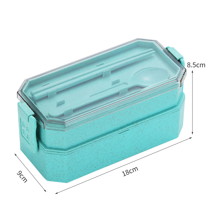 Office Worker Lunch Box Double-Layer Adult Students Portable Microwave Bento Box Separated Insulation Heated Lunch Box Set: B-Green
