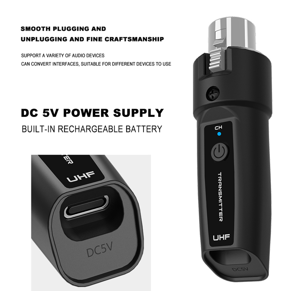 Wireless Microphone Converter Rechargeable Microphones Wired To Wireless System for Audio Mixer Dynamic Mic Electric Guitar Bass