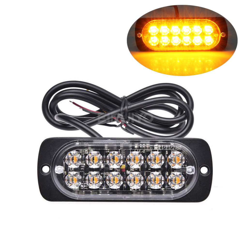 12 LED Strobe Lights Emergency Flashing Beacon Warning Light 12V 24V Stroboscopes For Auto DRL Car Truck Police Amber Red Blue: Cold White
