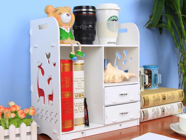 Organizador de maquillaje de belleza de escritorio blanco con cajones, soporte de tocador de plástico de madera, pequeño Almacenamiento de mostrador de baño