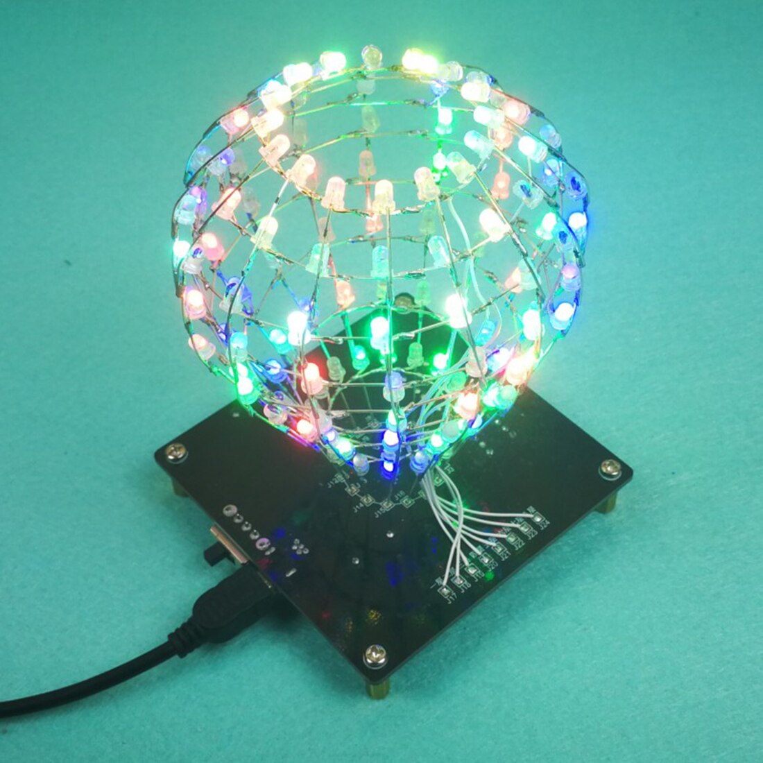 DIY LED Display Lamp Infrared Remote Control DIY Welding Light Kits DIY Lamp Brain-training Toy -Light Cube Ball(Colorful Parts)