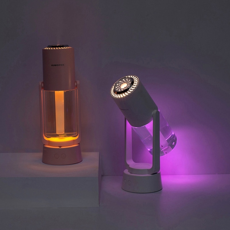 Kleurrijke Auto Luchtbevochtiger Aroma Essentiële Olie Diffuser Ultrasone Luchtreiniger Led Projector Anion Verstuiver Aroma Accessoires