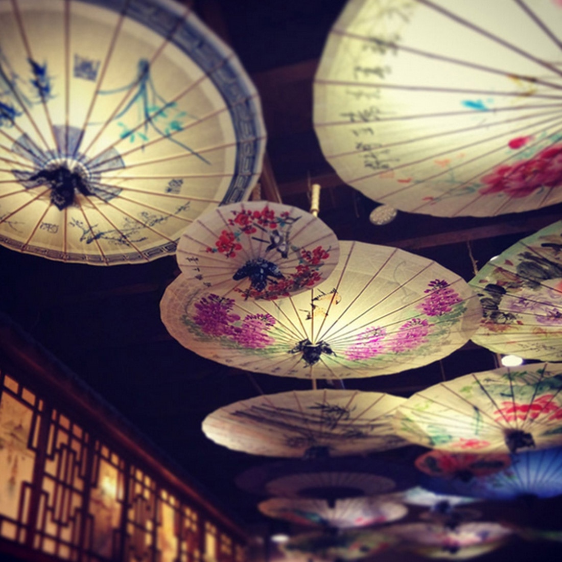 Decorative Umbrella Chinese Style Oil Paper Umbrella Silk Women Umbrella Japanese Cherry Blossoms Silk Ancient Dance Umbrella