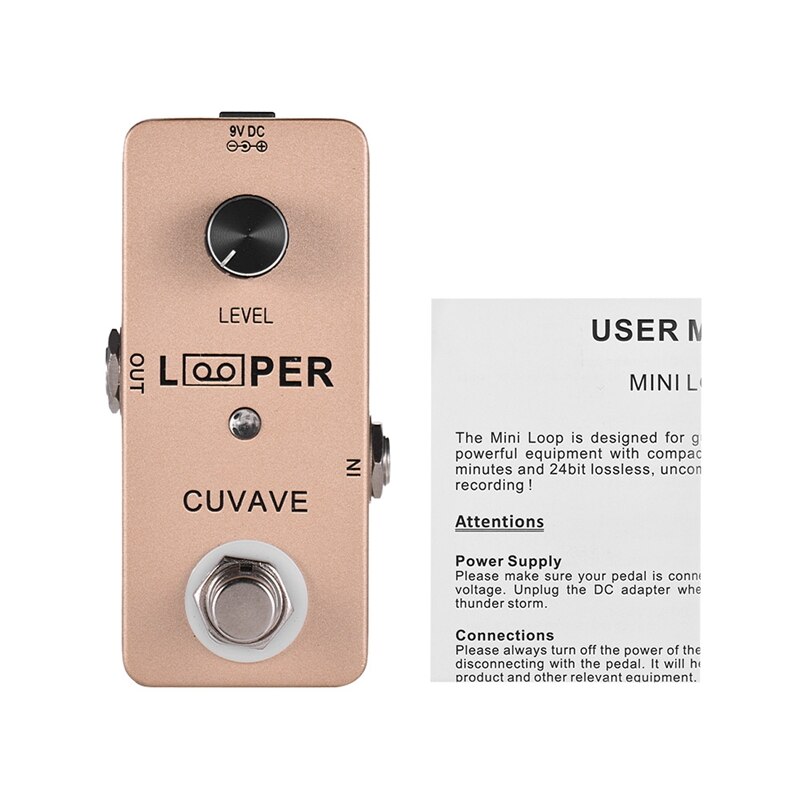 CUVAVE Mini Guitar Loop Looper Pedal Max. 5 Minutes Recording Time Unlimited Overdubs Full Metal Shell