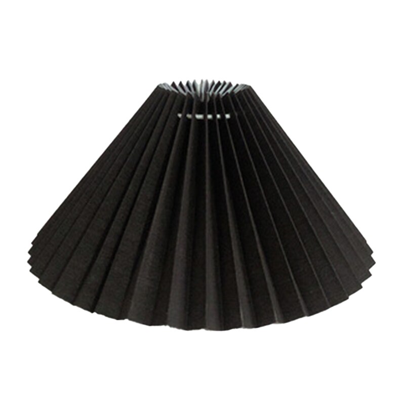 Pleated Lampshade E27 Light Cover Japanese Style Fabric Table Lamp Ceiling Decor C1: black