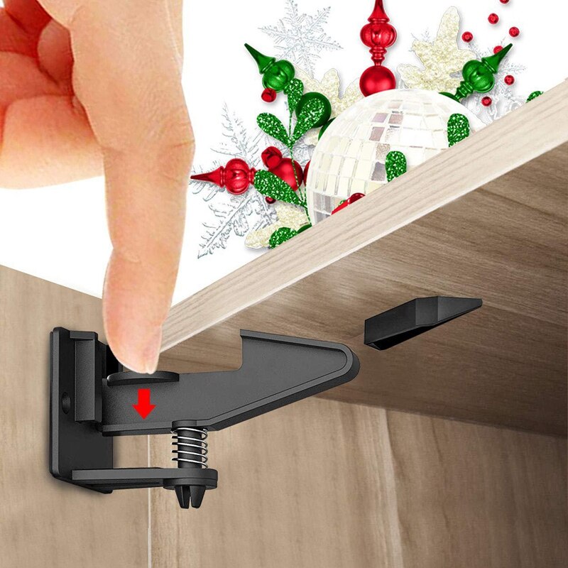 10Pcs Cabinet Locks Child Safety Latches Baby Safe netic Drawer Cupboard Lock Kids Adhesive Proof Cabinet Locks: Black