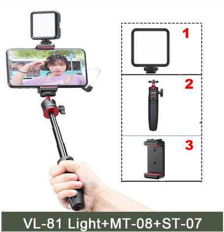 Ulanzi VL81 VIJIM 3200k-5600K 850LM 6.5W vidéo Mini LED Smartphone reflex rechargeable Vlog pour Sony A6400 A6300 lumière de remplissage: VL81-MT-08-ST-07