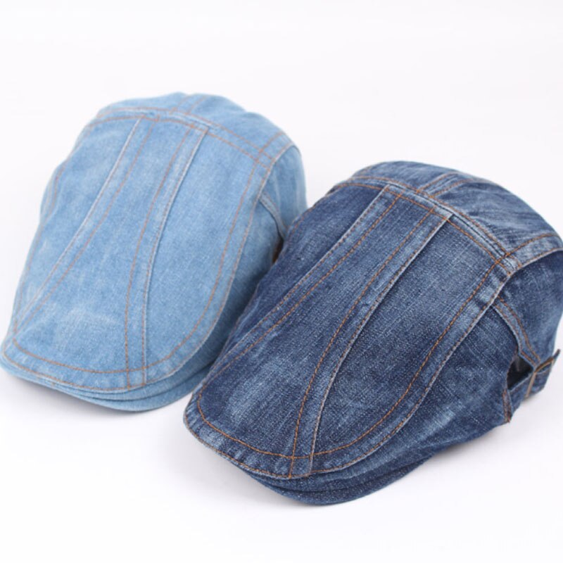 Erwachsene Unisex Baskenmütze Einstellbar Patchwork Denim Caps Entenschnabel Hut Newsboy für Männer Frau