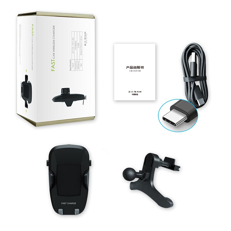 Qi Fast Wireless Charger Air Vent Car Phone Holder For iPhone 11 Pro Max Samsung S10 Plus S9 Note 10 9 Car Wireless Charging Pad: Default Title