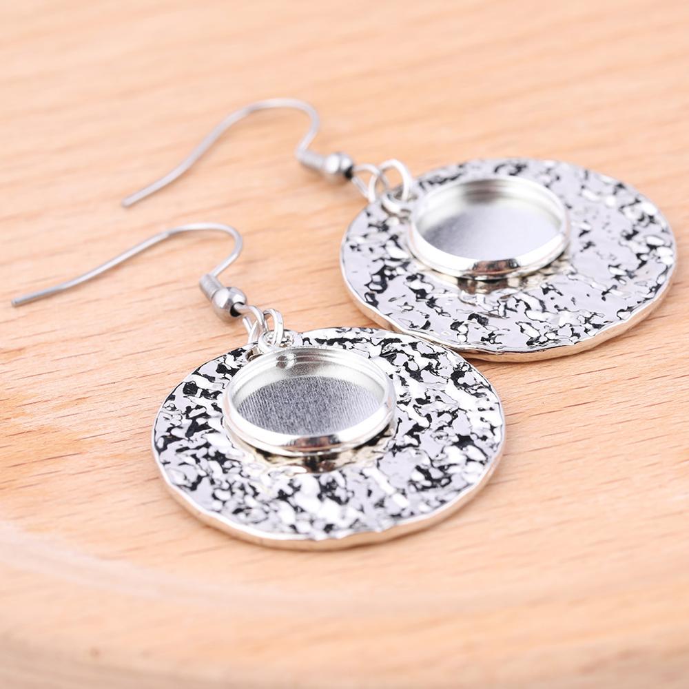 6 stücke Montage 12mm glas cabochon ohrring einstellung Tabletts mit kreis platte diy Basis lünette rohlinge für ohrringe machen kein Nickel