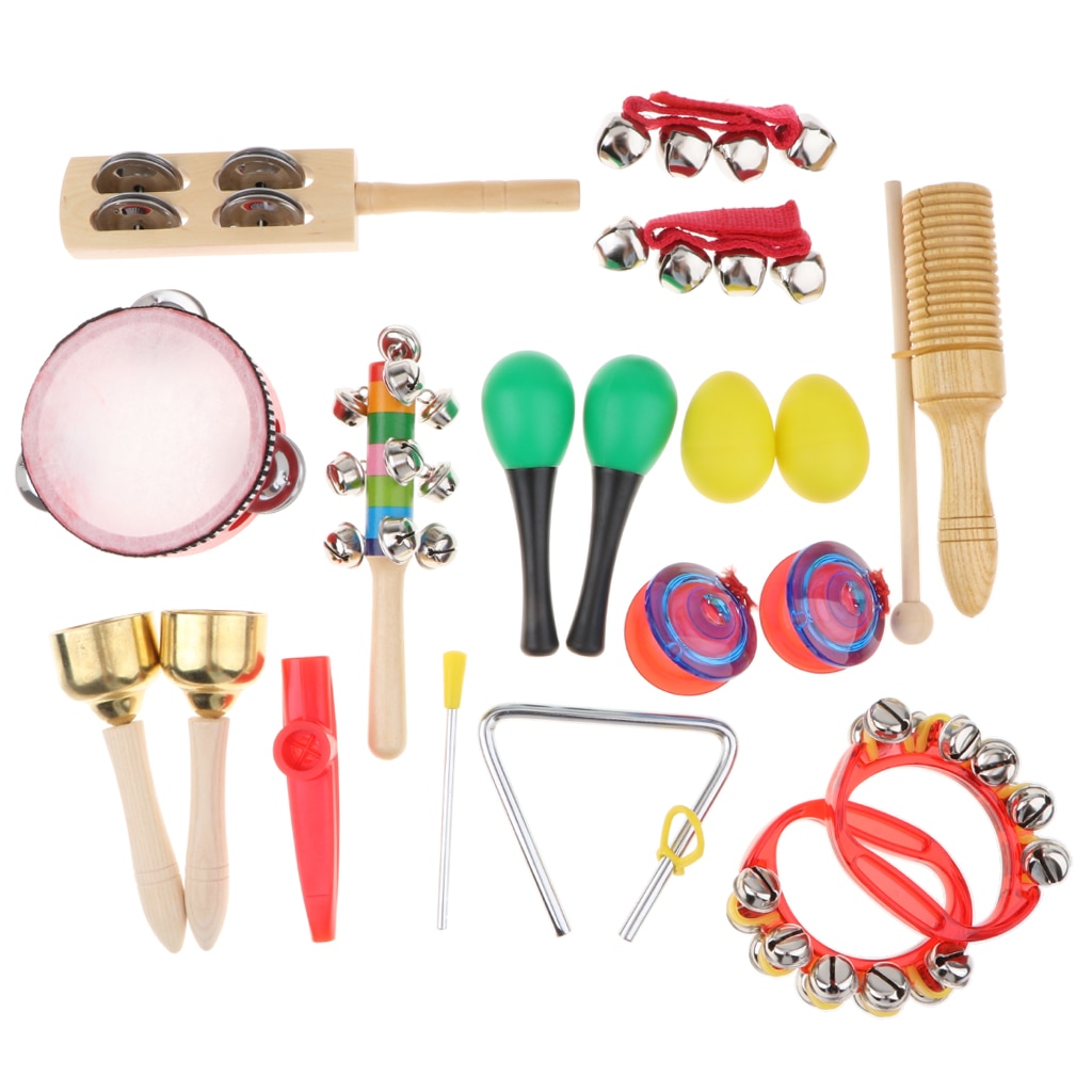 Børns musikinstrumenter - tamburinsæt udviklingsmæssigt rangle lydlegetøj