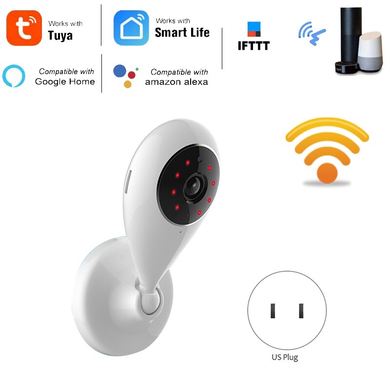 Smart home ip kamera 720p overvågning wifi kamera tuya smart life work med alexa google home ifttt