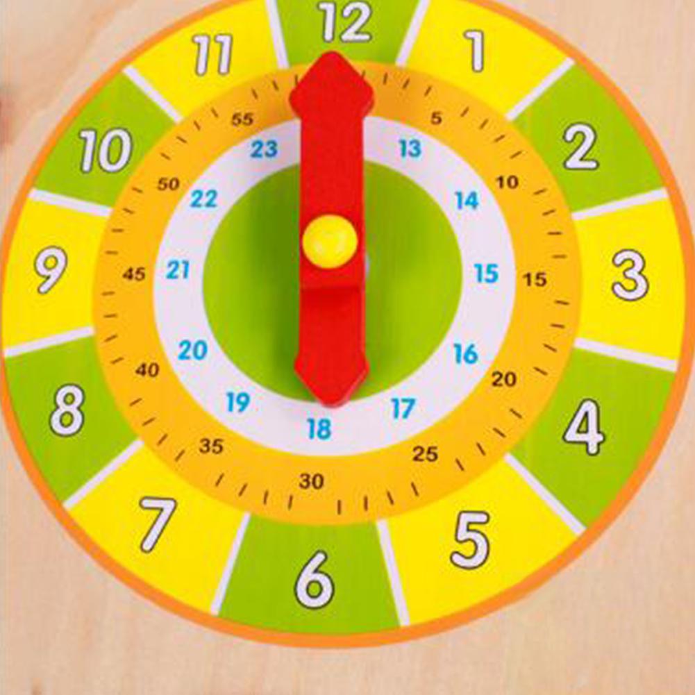 Cute Cartoon Calendar Clock Puzzle Wooden Board Educational Wooden Round Toys