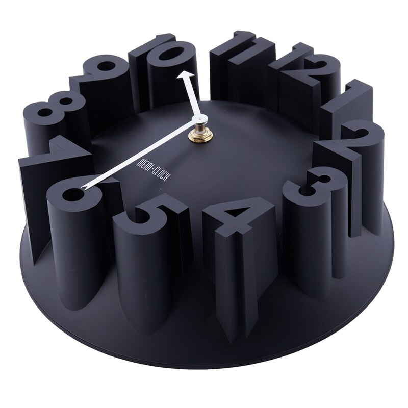 Decoración del hogar arte moderno 3D número Domo redondo pared Relojes, negro 22,5*22,5*9cm