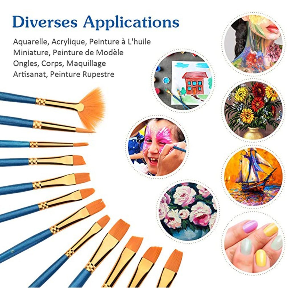 Artist Paint Brush With Palette Watercolor Wood Handle Painting Brushes Art Supplies Stationery