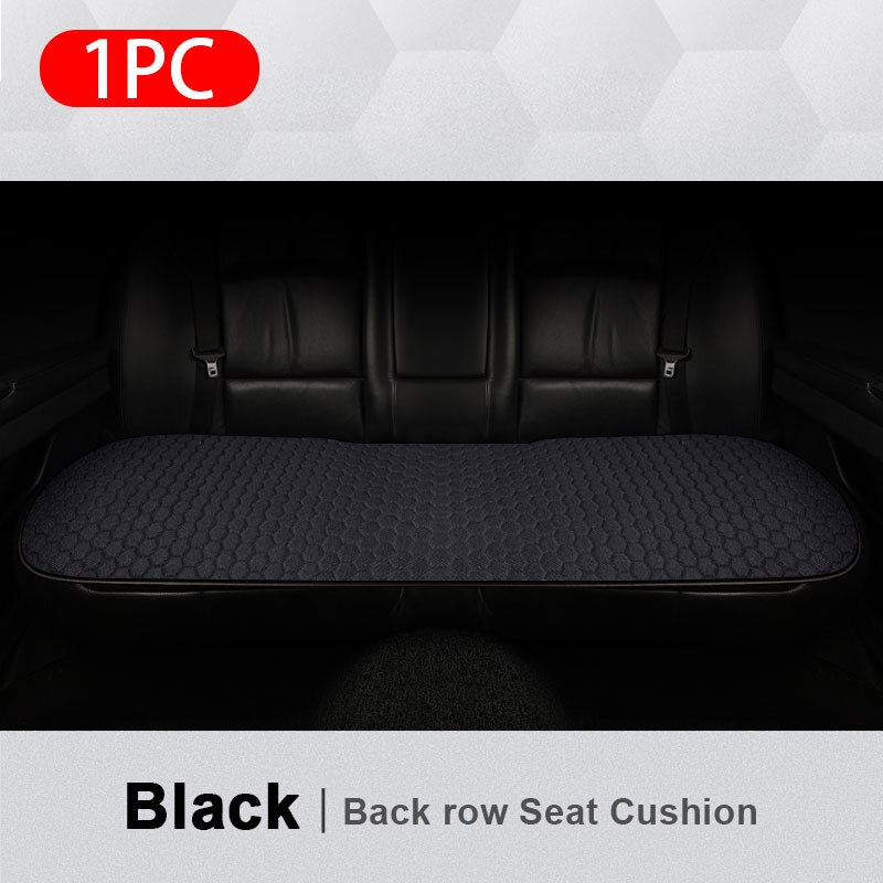 Vlas Auto Stoelhoezen Set Ademend Linnen Mildewproof Zitkussens Universele Transpiratie Protector Mat Auto Interieur Accessoires: Rear Black 1pc