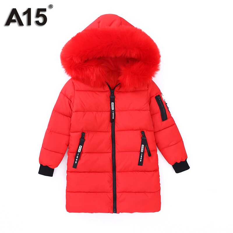 Flickor vinterkappa barn parkas vinterjackor päls huva barn snödräkter långa tjocka varma dun ytterkläder tonåring 6 8 10 år