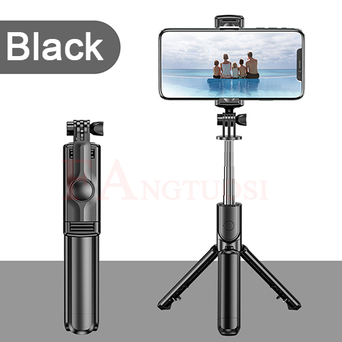 3 in 1 trådløs bluetooth selfie-stick til iphone xr xs x foldbar håndholdt monopod-lukker fjernbetjening, der kan udvides mini stativ: Default Title