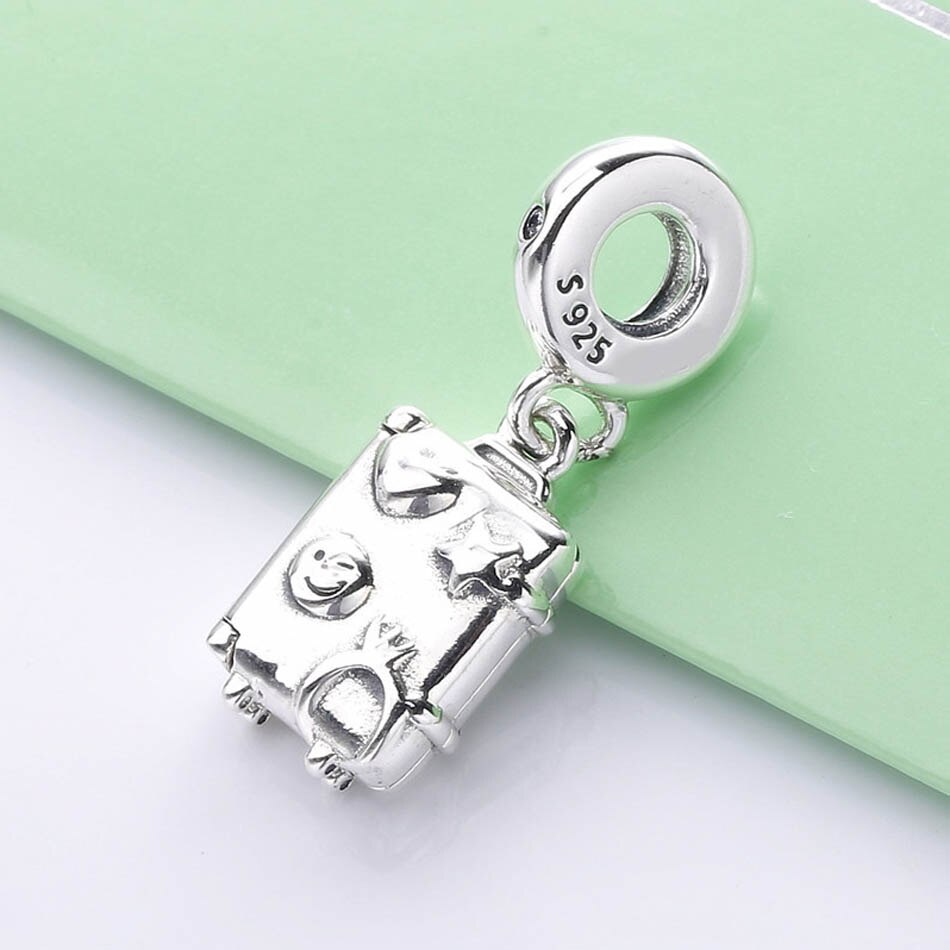 Original Suitcase With Heart Star Winky Face Ready To Explore Pendant Fit 925 Sterling Silver Charm Bracelet Diy Jewelry