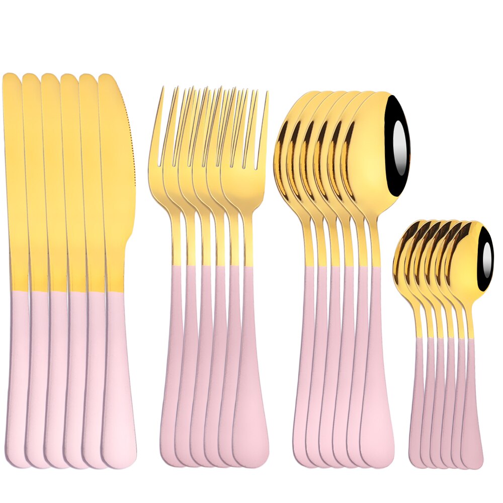 Set di posate in oro rosso 24 pezzi Set di posate in acciaio inossidabile 304 Set di stoviglie da cucina coltello da forchetta cucchiaio Set di stoviglie Set di posate: Pink gold