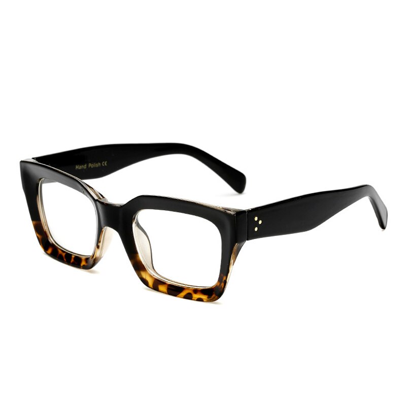 Iboode Oversized Vierkante Brilmontuur Vrouwen Mannen Trendy Big Frame Brillen Frames voor Dames Optische Bril oculos vrouwelijke: Leopard Print