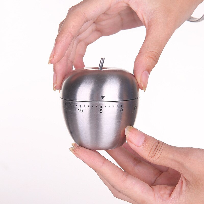 Kitchen Timer Manual Stainless Steel Apple Shaped 60 Minutes Mechanical Rotating Alarm Clock Baking Cooking Tools For Kitchen
