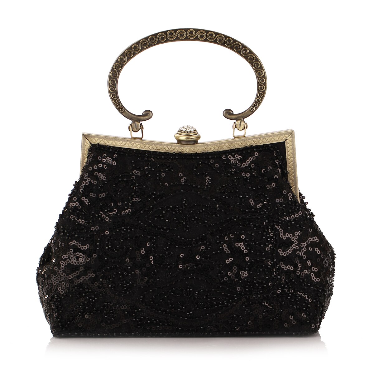 Red Glitter Evening Bags Women Hobos Luxury Party Small Handbags Female Soft Surface Clutches Wedding Banquet Purse Pouch: black