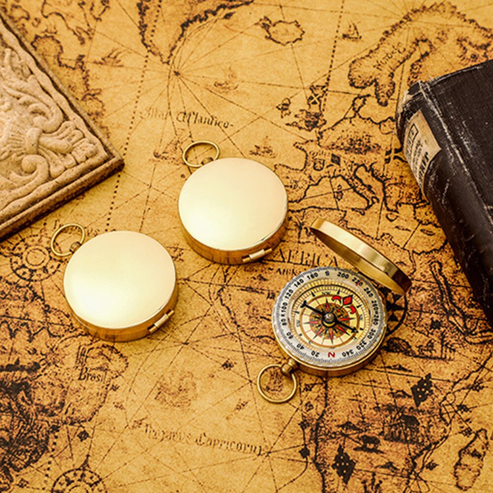 Waterproof Outdoor Compass 360 Degree Rotation Pointer Mini Portable Copper Navigation Flip Compass for Outdoor Activities