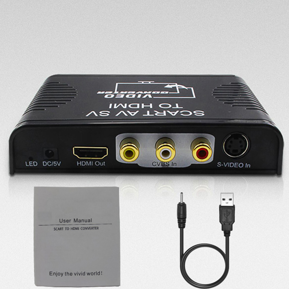 Av Scart Hdmi Converter 3-In-1 S-Video + Composiet Av Rca + Scart Naar hdmi Converter Voor Stb Dvd Speler Hdtv