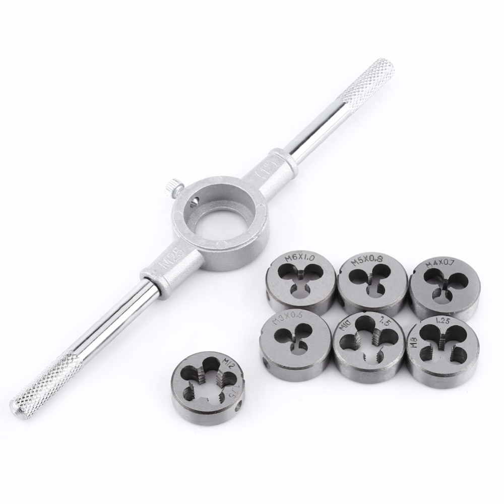 8PCS/Set Screw Die & Wrench Spanner External Thread Processing Tapping Hand Tool Kit Die Wrench Kit