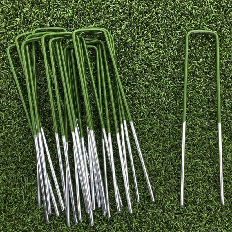 Artificial Grass Lawn Heavy Duty Insert Outdoor Strong Turf Pin Universal U Shaped Garden Pegs Fastening 150x25x3mm Half Green