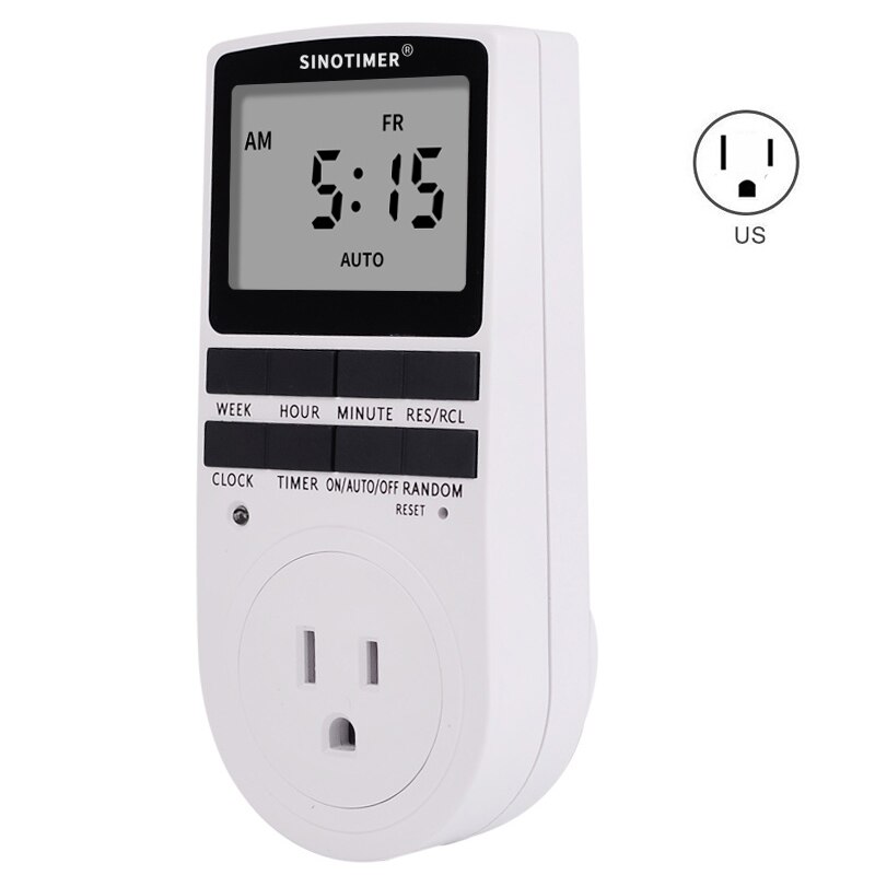 Household EU US Plug Timer Switch 110V 230V Programmable Kitchen Timer Outlet with Alternative 12 /24 Hour System