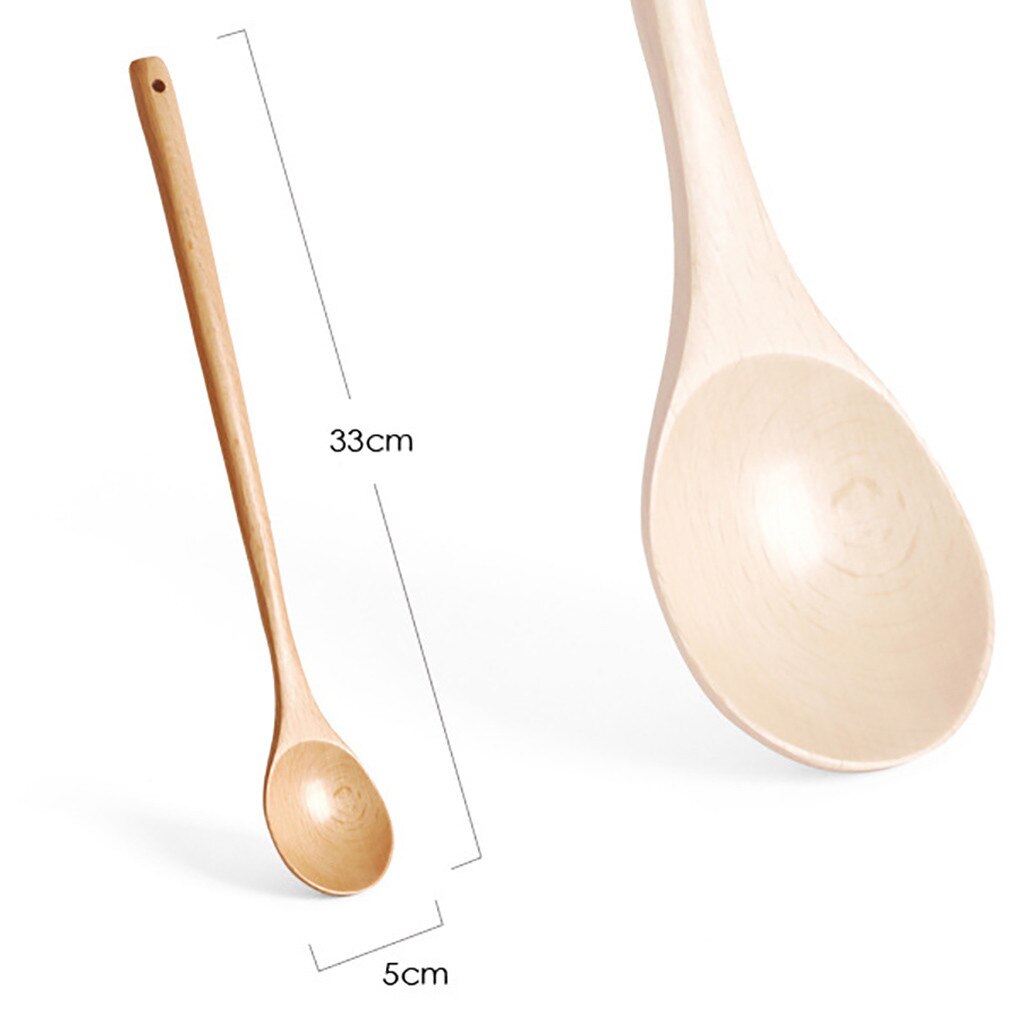 Wooden Stirring Spoon Beech Fruit Enzyme Bucket Kitchenware Extended Spoon Cooking Catering Scoop Cook Tools Mini Small Supplies