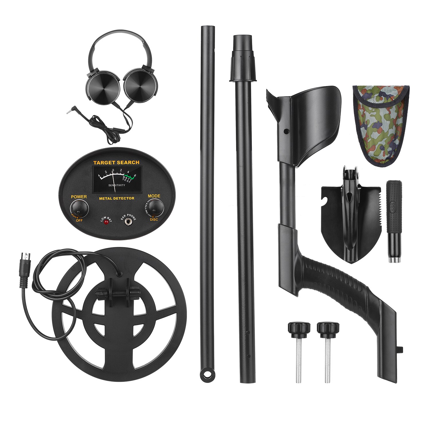 Metal Detector Dual Mode High-Accuracy Metal Finder w/ Waterproof Search Coil Adjustable Stem Treasure Gold depth metal detector