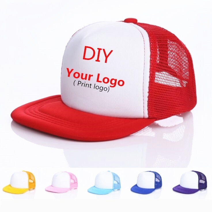 Kids Breathable DIY printing Logo Baseball Caps Snapbacks Flat Custom Logo Hats Trucker Caps Boy Girls Gorras For Team Child