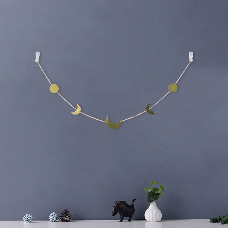 Decoración colgante con adornos de estrella del sol Luna de metal Cabecera de dormitorio: 1