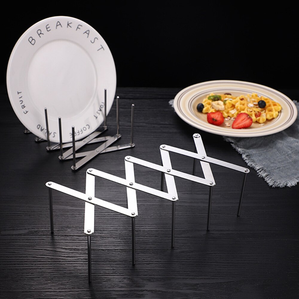 Retractable Plate Rack Stainless Steel Pot Cover Rack Cooking Plate Rack Kitchen Dish Drain Rack Kitchen Segmented Storage Box