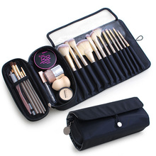 Makeup Bag Women&#39;s Cosmetic Brush Bag Travel Organizer Makeup Brushes Fold Tools Rolling Bags Waterproof Nylon Makeup Case