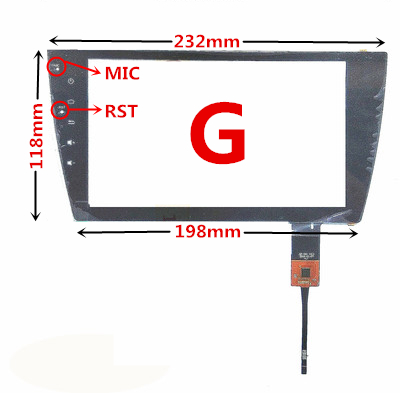 For Car DVD GPS Navigation Central Control Multimedia Capacitive Digitizer Touch Screen Panel Glass: Style G