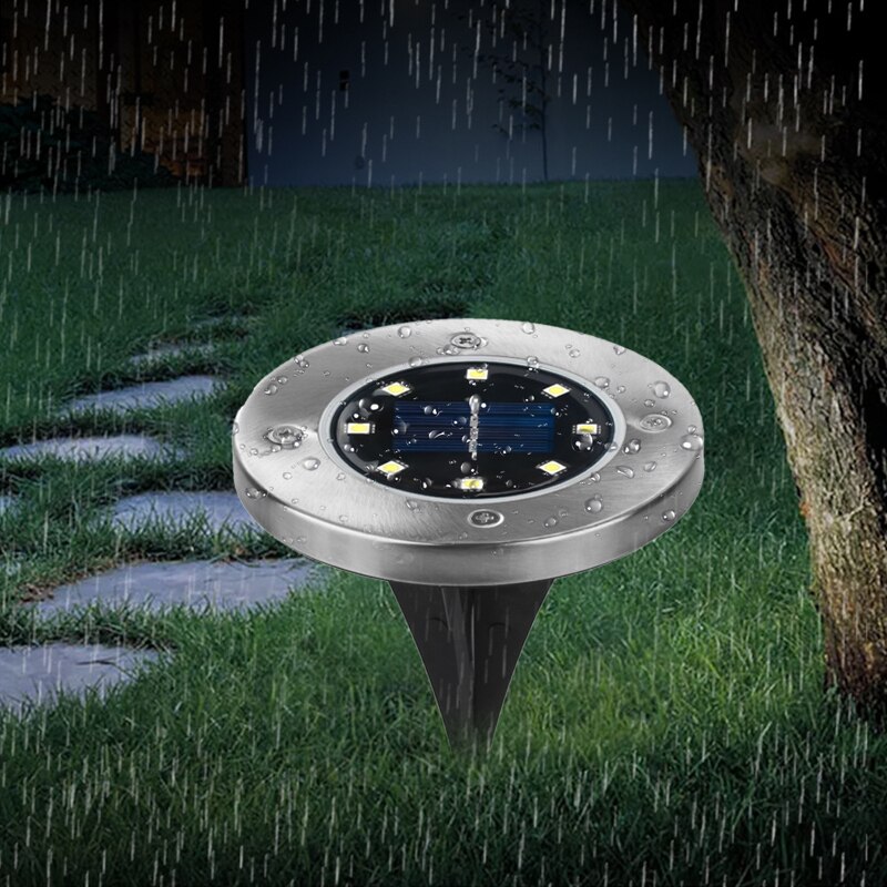 8LEDs Solar Powered Ground Light Waterproof Garden Pathway Deck Lights with Lawn Outdoor Buried Light Plug-in Lamp