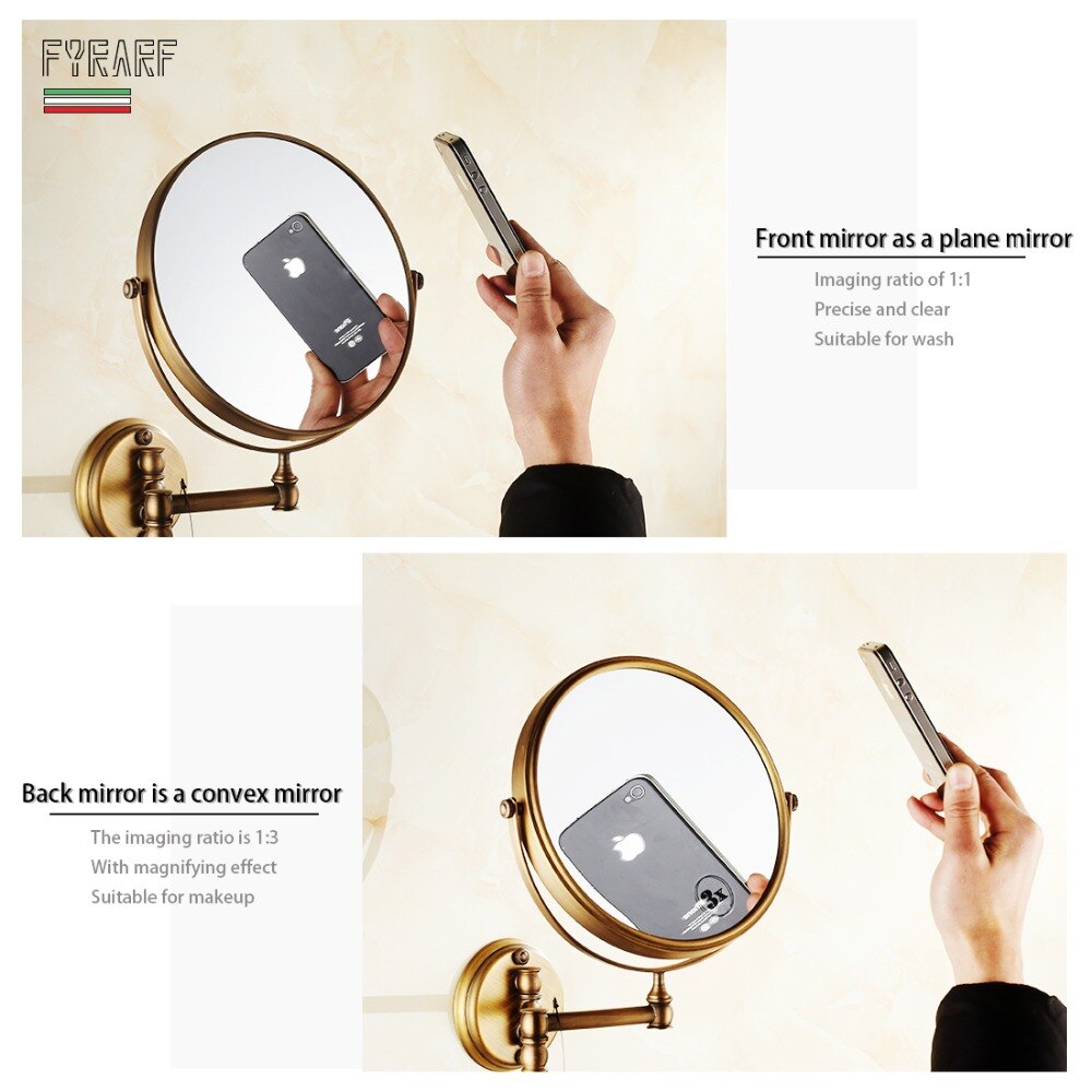FYPARF Brass Gold Bathroom Mirror 8 inch Round Bathroom Wall Mirror